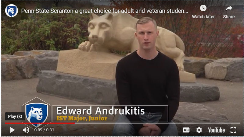Penn State Scranton a Great Choice for Adult and Veteran Students.