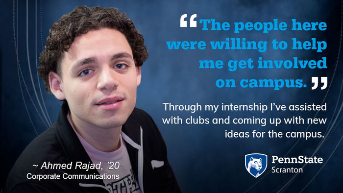 Quote and headshot of student Ahmed Rajad.