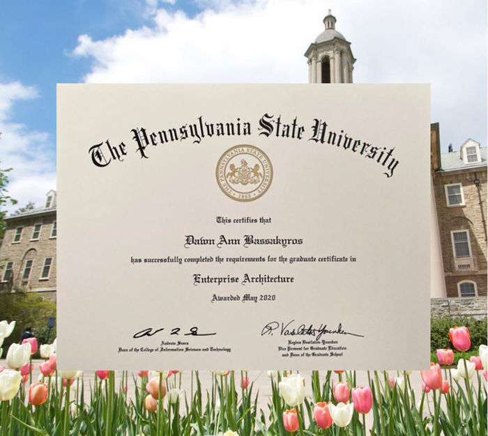 photo of a penn state university degree