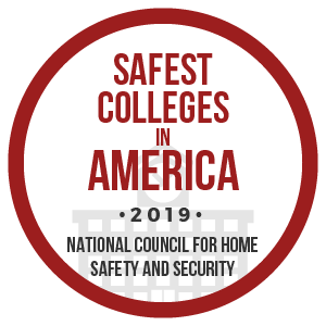 Safest Colleges in America. 2019 Badge.National Council for Home Safety and Security