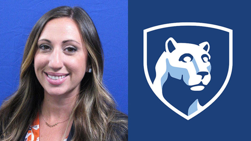 headshot of ms thompson and penn state lion shield