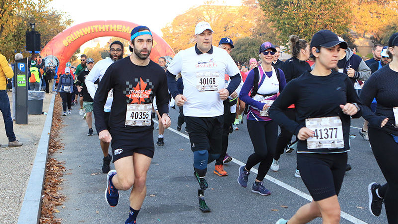 Jayson Zimmerman, center, running in this year's Military Marathon in Washingon, DC