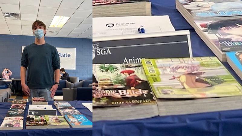 John Gugiere, anime club president attended this semester's club fair, at which he showcased graphic novels