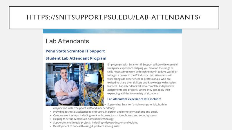 screen shot of lab attendant website