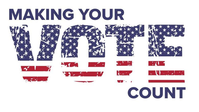 sign in red white and blue that says Making Your Vote Count