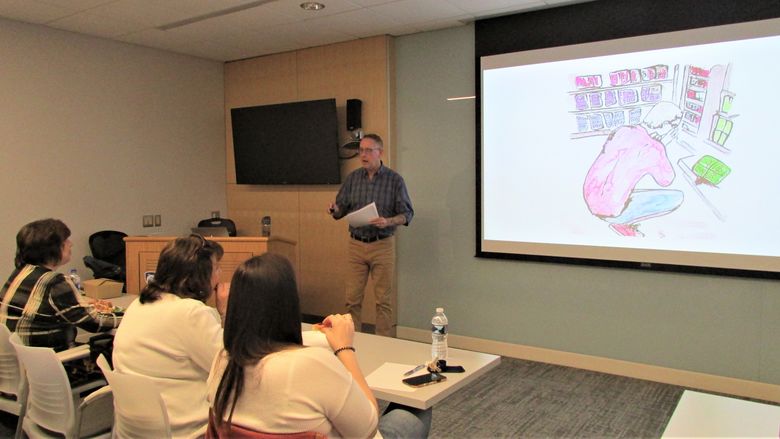 Dr. speaks to staff and students about The Anxiety Project