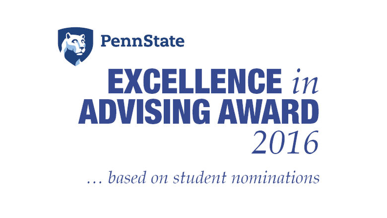 Penn State's 2016 Excellence in Advising Award is based on student nominations 