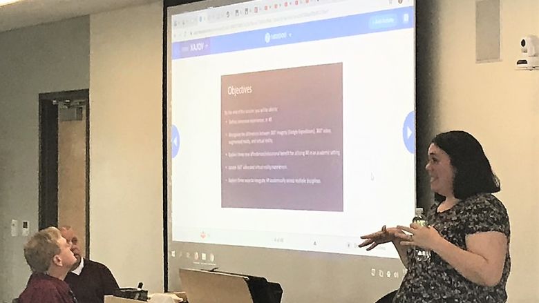 Amy Kuntz gives a presentation on virtual reality