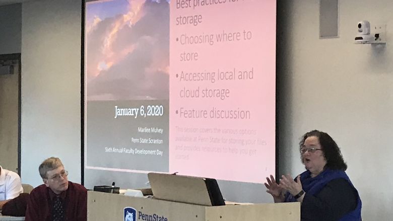 Marilee Mulvey, director of IT presents information on storing data