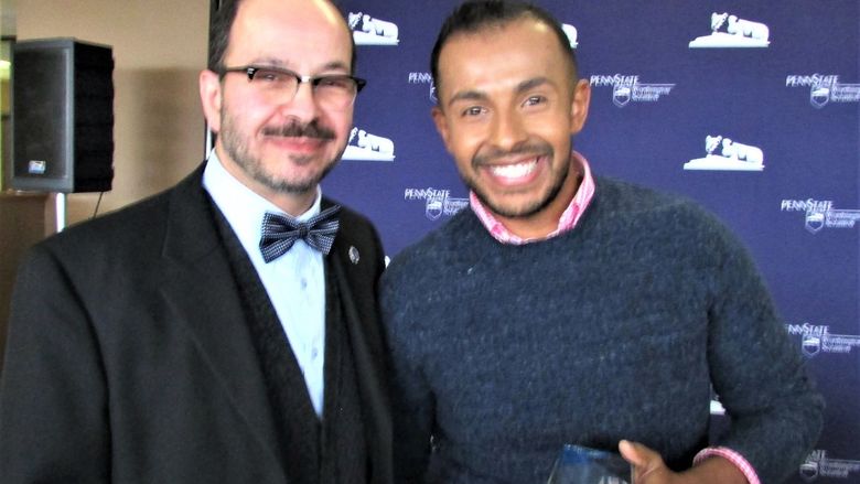 Penn State Scranton alumnus Alan Souza with Chancellor Marwan Wafa