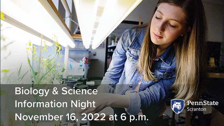 biology student in a science lab at penn state scranton