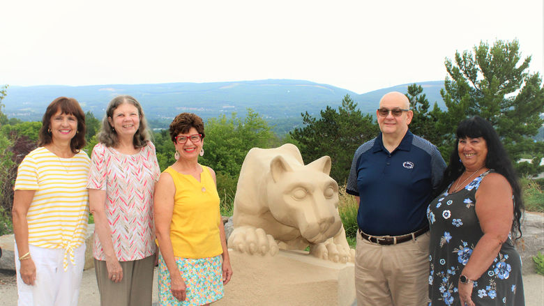 scholarship creators of the Class of 1973 pose for a photo at Scranton's Nittany Lion Shrine