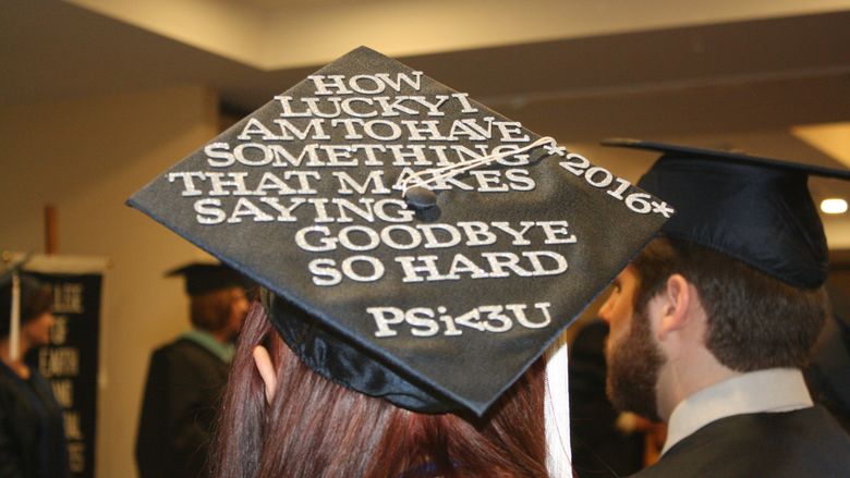 Graduation cap message.