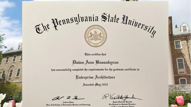 photo of a penn state university degree