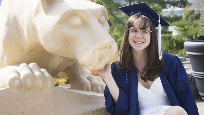 Student wearing commencement regalia