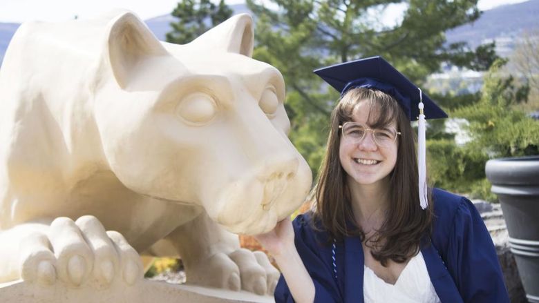 Student wearing commencement regalia