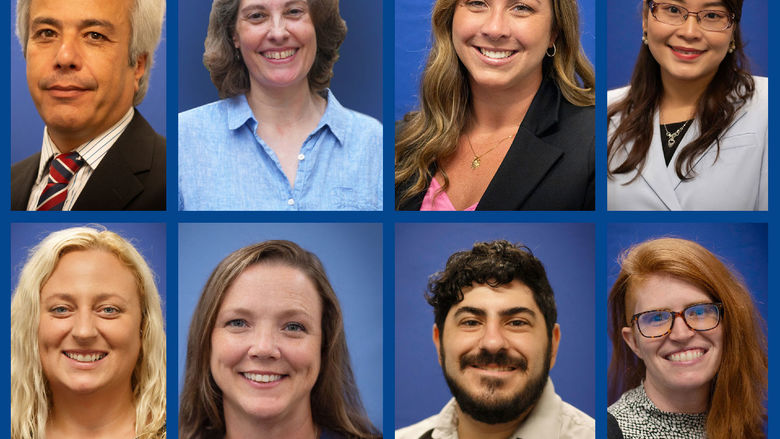 eight headshots arranged in a collage of the newly hired employees