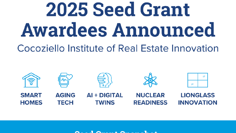 The Cocoziello Institute of Real Estate Innovation has awarded seed grants to five interdisciplinary teams focused on housing, sustainability, aging in place, and more. 
