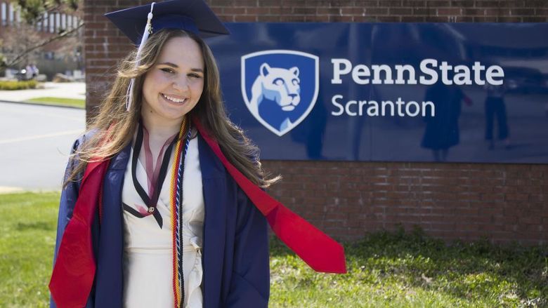 Student wearing commencement regalia