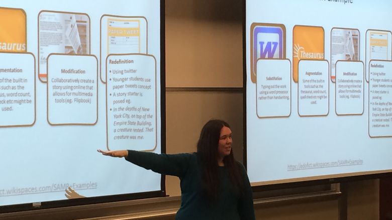 Instructional designer discussing classroom technology tools