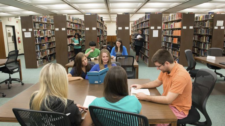 Students in library
