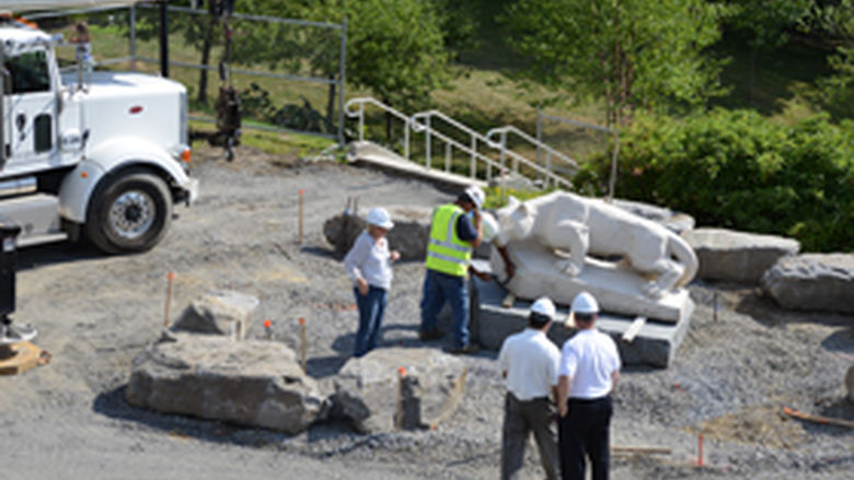 Lion placed at new site