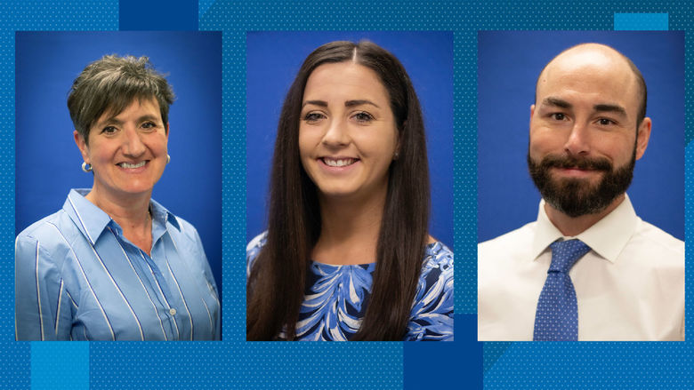 headshots of three new staff members 