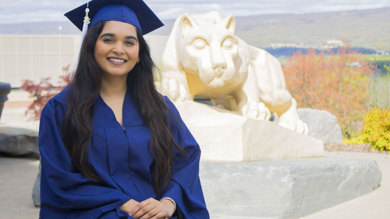 Student wearing commencement regalia