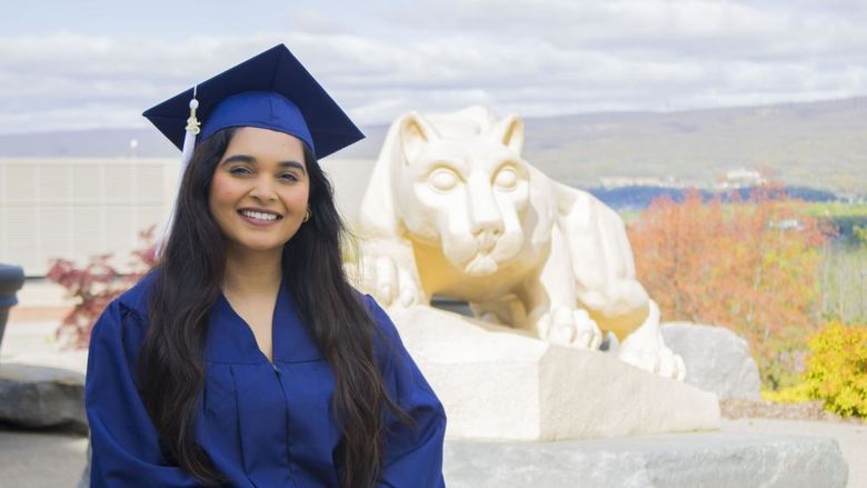 Student wearing commencement regalia