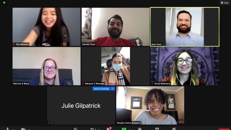 Screenshot of SGA officers on a recent Zoom meeting