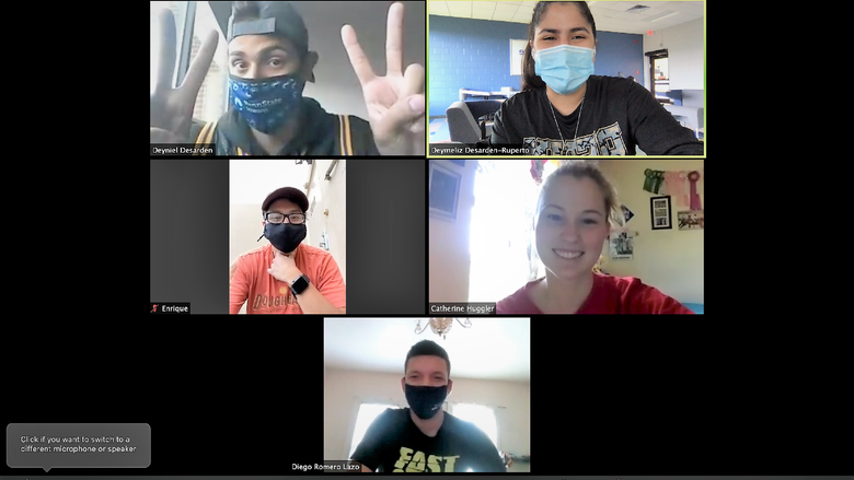 Virtual meeting screenshot of SOL club officers