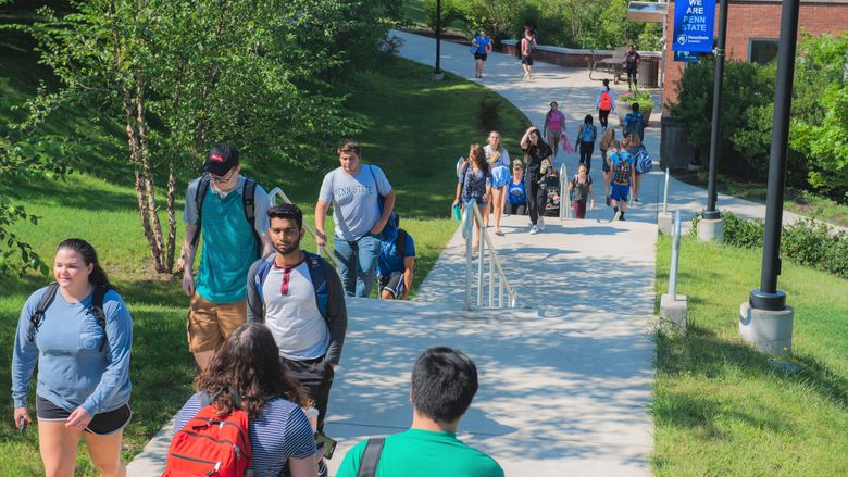 students walking to class