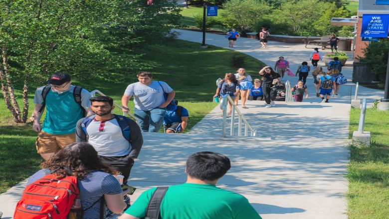 students walking