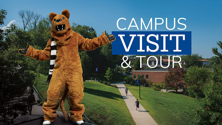 Campus visit and tour. nittany lion on penn state scranton campus.