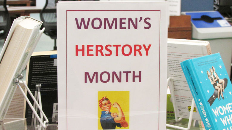 library book display for women's history month