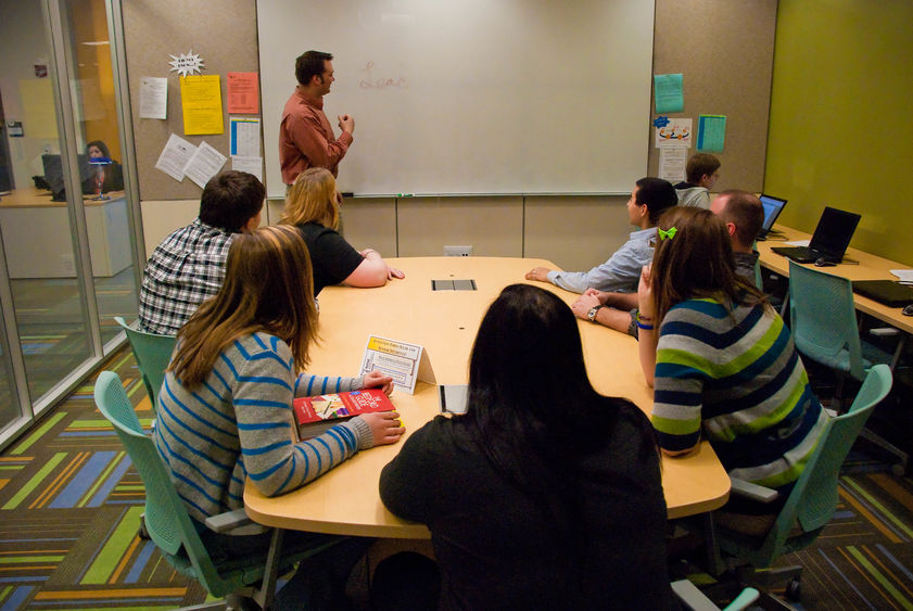 group of students in learning center's study area