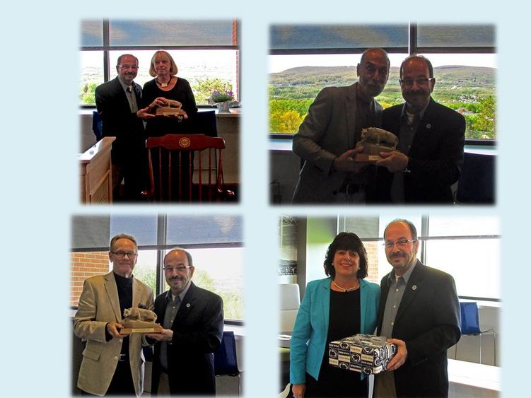 picture collage of the four PSWS retirees with Dr. Wafa