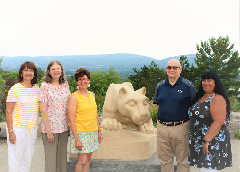 scholarship creators of the Class of 1973 pose for a photo at Scranton's Nittany Lion Shrine