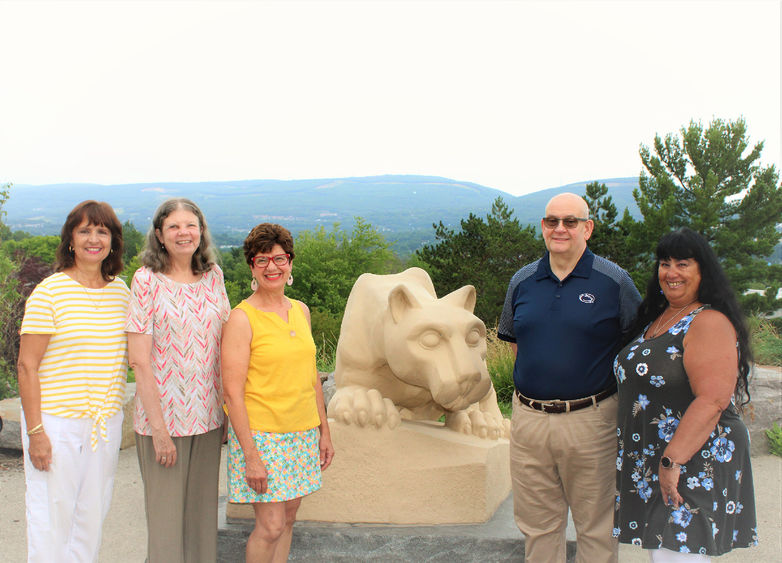 scholarship creators of the Class of 1973 pose for a photo at Scranton's Nittany Lion Shrine
