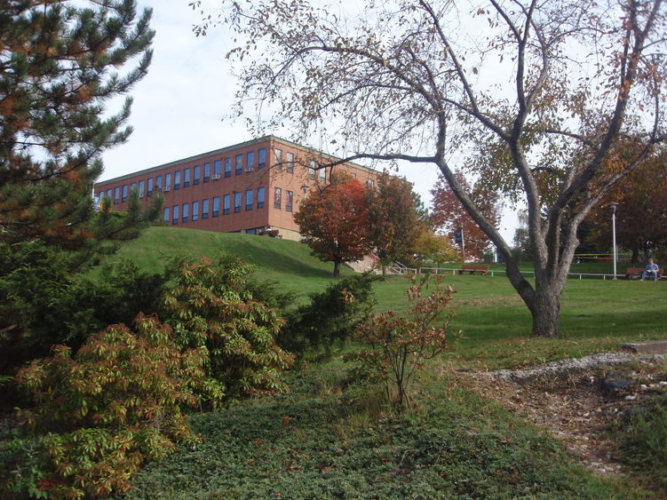 dawson building view from the lower end of campus