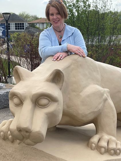 Lynn Jesuit-Donnini at the Scranton campus Lion Shrine