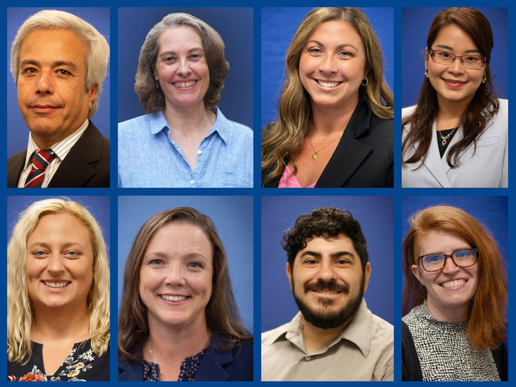 eight headshots arranged in a collage of the newly hired employees