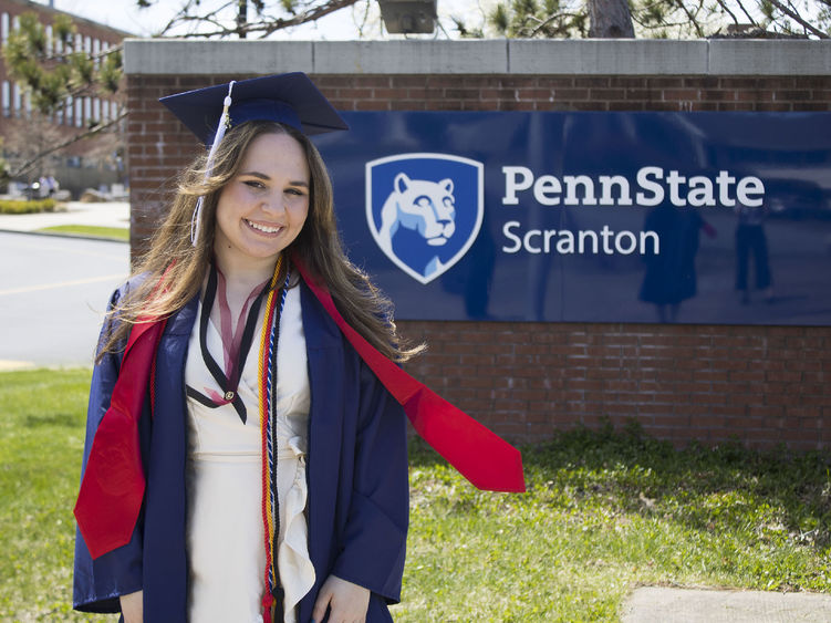 Student wearing commencement regalia