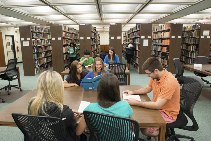 Students in library