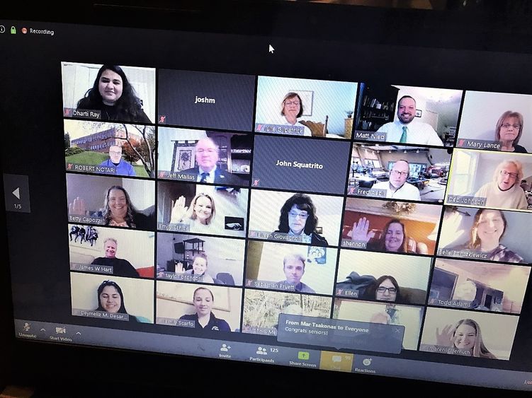 screenshot of students participating in virtual recognition event
