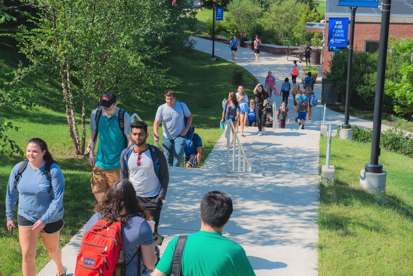 students walking to class