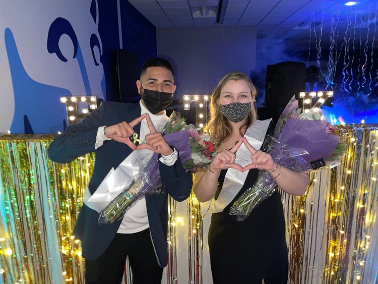 Penn State Scranton THON Dancers Deyniel and Natalie at the recent THON prom where they were announced as the campus dancers