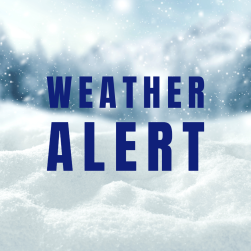 The words Weather Alert against a snowy background